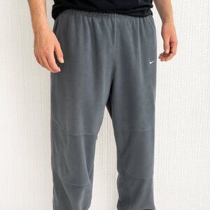 Vintage Nike Gray Fleece Sweatpants XXL Red Embroidered Logo Baggy Fit Retro